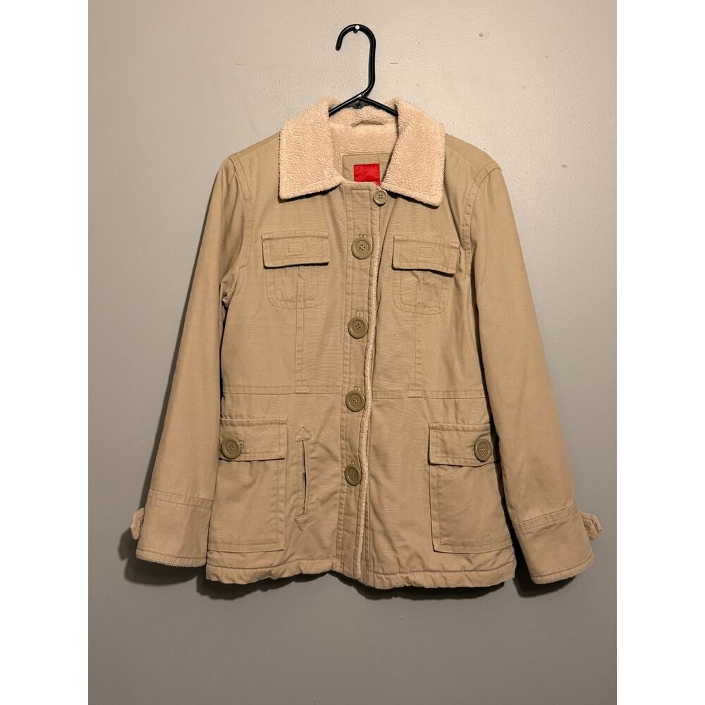 Vintage Esprit Tan Sherpa Utility Jacket Medium Y2K